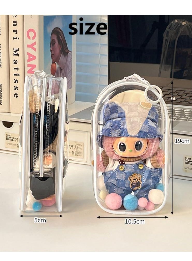 Case Waterproof & Dustproof Doll Protective Case – Transparent Clear Cover for 19cm Labubu Sitting Party Figure |   Applicable for generations 1, 2, and 3   Macaron Style Protective Bag for Outdoor Use & Display - Image 4
