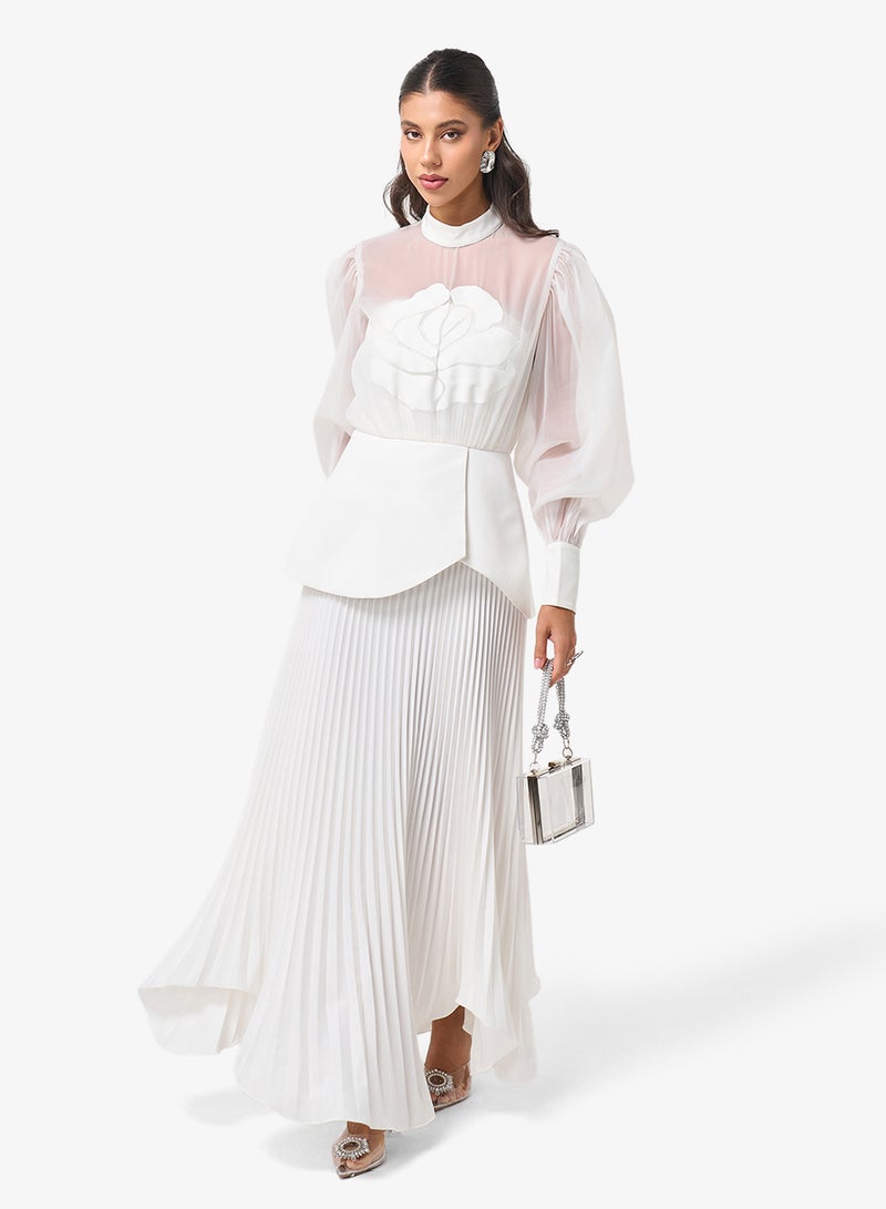 Threadz by Ajooni Puff Sleeve High Neck Maxi Dress - Image 4