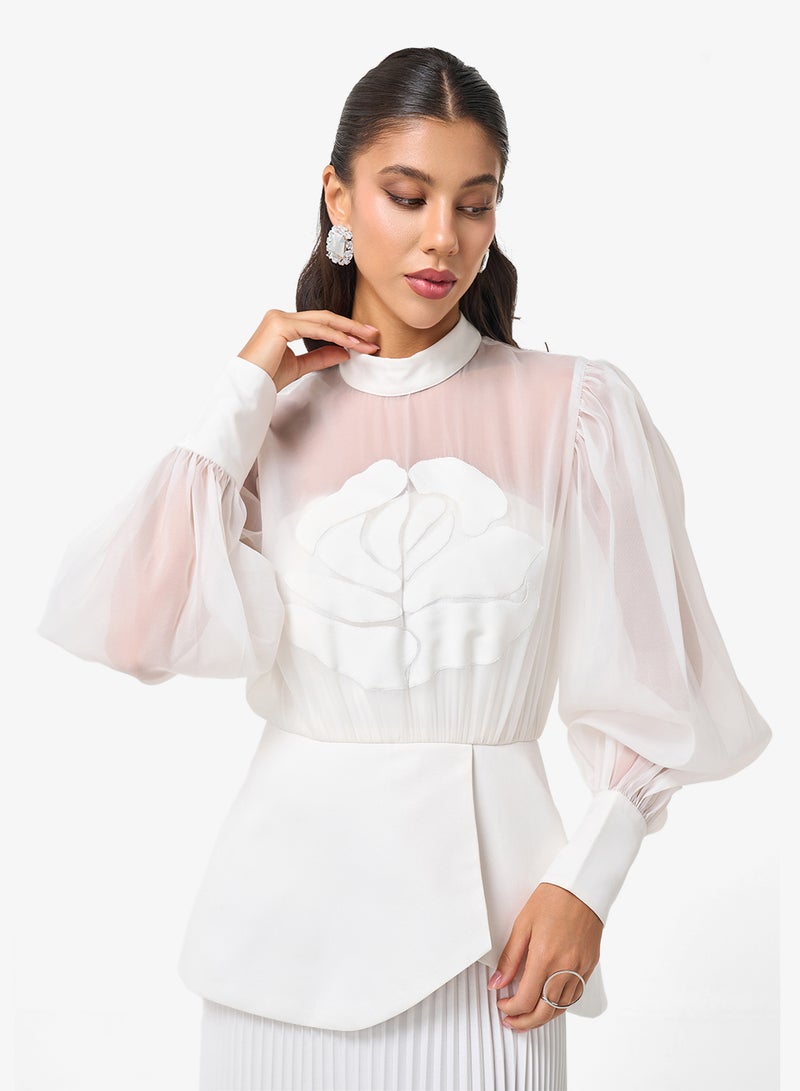 Threadz by Ajooni Puff Sleeve High Neck Maxi Dress - Image 3