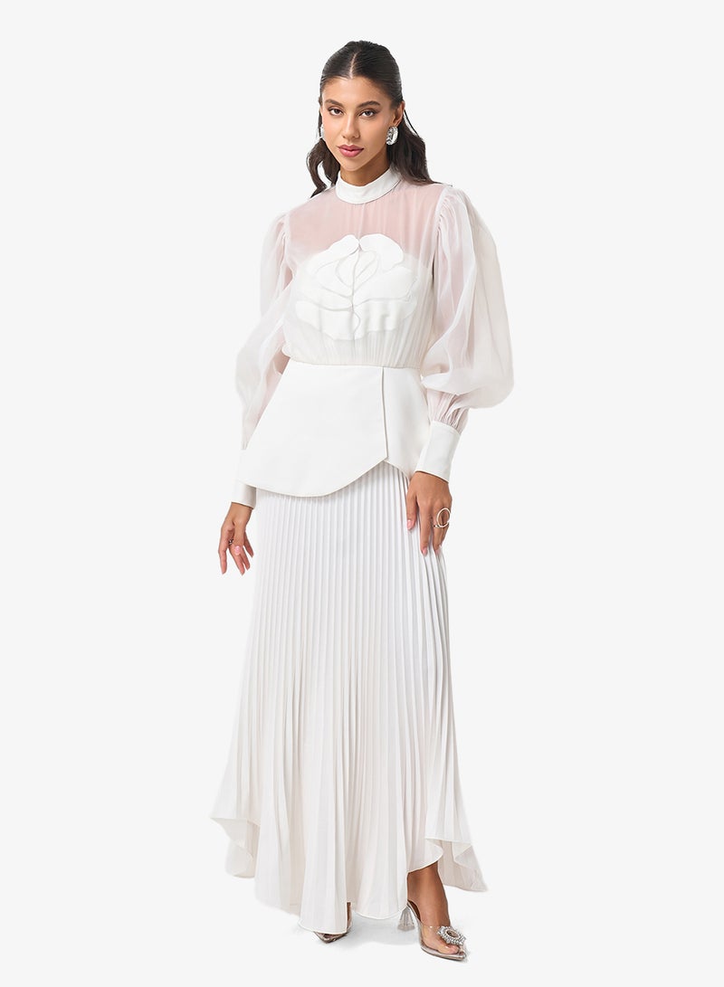 Threadz by Ajooni Puff Sleeve High Neck Maxi Dress - Image 1