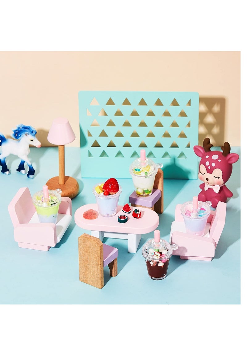 إكسفور 24 Pieces Key Chain Accessories Plastic Coffee Cups, Mini Coffee Cups with Lids Ice Cream Cup Pendant Charms, Suitable for Doll Crafts DIY Keychain Accessories (1.7 x 2.4 Inch) - Image 5