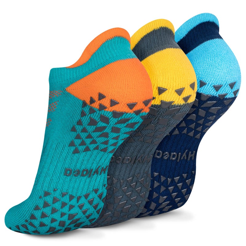 Hylaea Womens & Mens Non Slip Gripper Socks with Cushion for Yoga Pilates Barre Home Hospital Socks Dark Blue Green Small Medium - Image 1