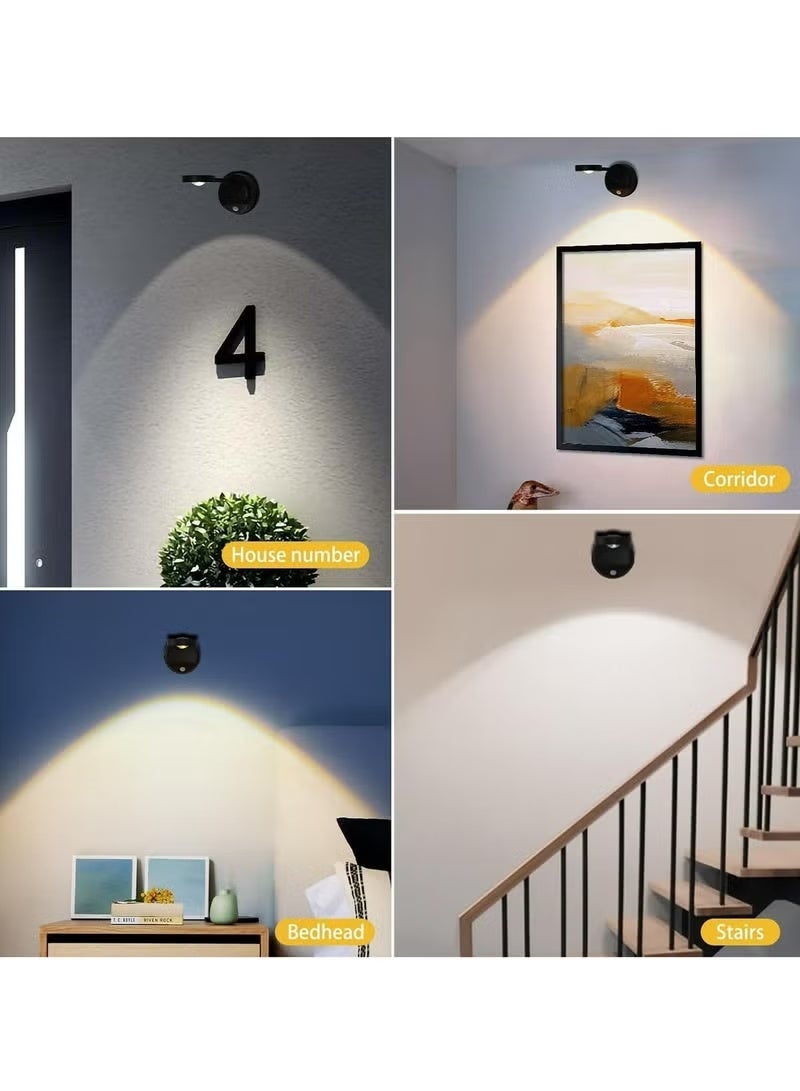 مصباح جداري LED قابل لإعادة الشحن مزود بمستشعر حركة، يدور 360 درجة لاسلكيًا مع جهاز تحكم عن بعد، بثلاث درجات حرارة لونية وإمكانية التحكم في شدة الإضاءة، مصباح عرض فني لاصق للوحات الفنية في غرف النوم والممرات - Image 5