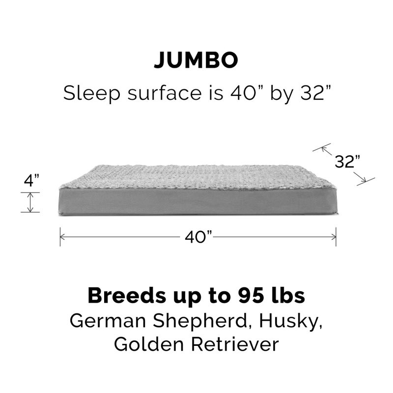Furhaven Replacement Dog Bed Cover Ultra Plush Faux Fur & Suede Mattress, Machine Washable - Gray, Jumbo (X-Large) - Image 3