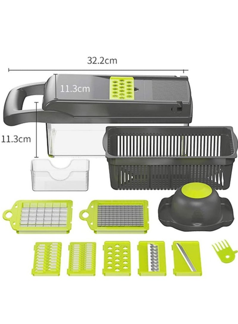 ELTRAZONE Vegetable Chopper Mandoline Slicer Cutter Chopper and Grater 11 in 1 Interchangeable Blades with Colander Basket and Container - Image 5