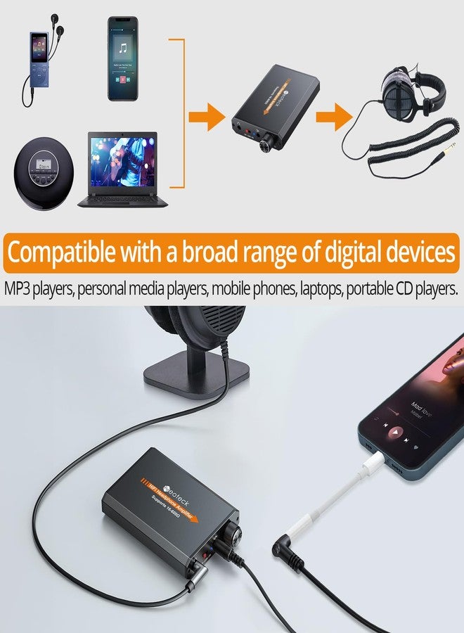 Neoteck مضخم نيوتك 16-600 أوم مضخم سماعات رأس محمول، مضخم سماعات قابل لإعادة الشحن بمدخل 3.5 مم مع تحكم في الصوت، مفتاح زيادة من مرحلتين، مضخم سماعات للراديو/سي دي/إم بي 3/إم بي 4 - Image 4