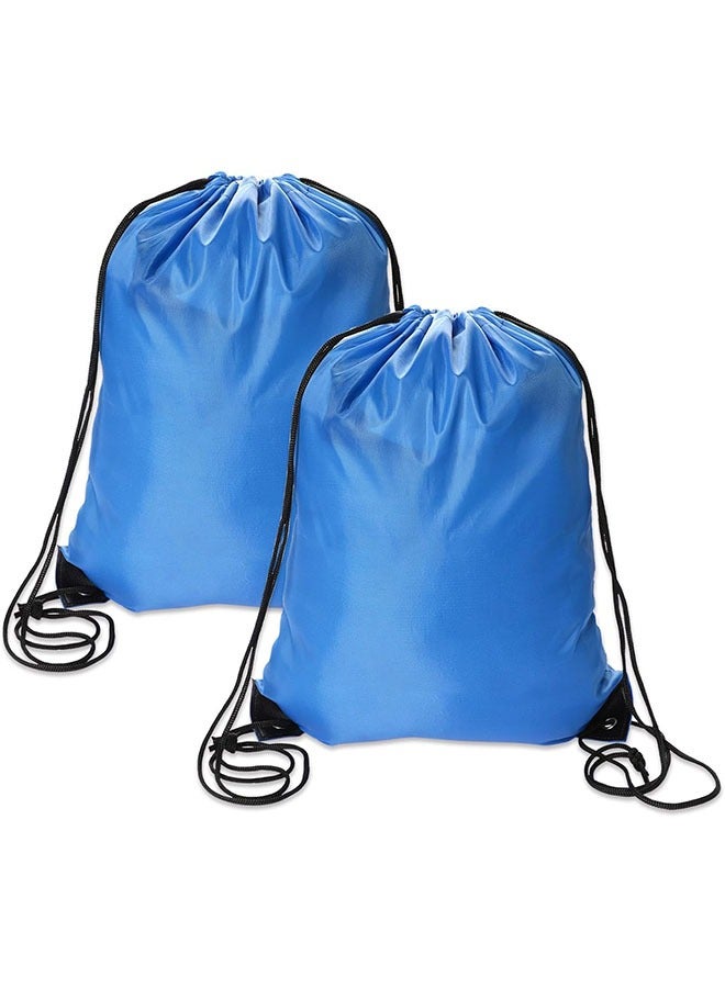 Arabest 2 Pcs Drawstring Backpack Bags,Sports Cinch Sack String Bags Drawstring Gym Bag Draw String Backpack Bulk Swimming String PE Bags,34x42cm,Blue - Image 1