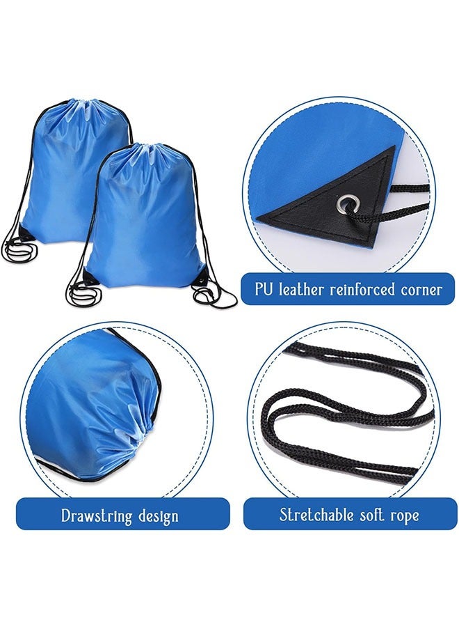 Arabest 2 Pcs Drawstring Backpack Bags,Sports Cinch Sack String Bags Drawstring Gym Bag Draw String Backpack Bulk Swimming String PE Bags,34x42cm,Blue - Image 3