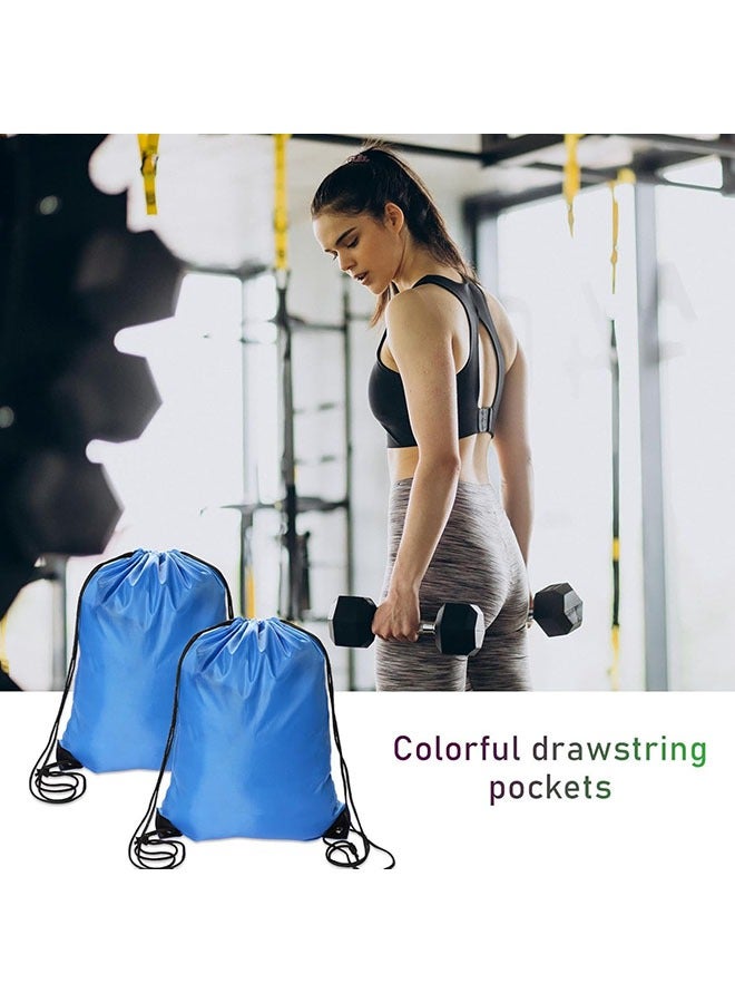 Arabest 2 Pcs Drawstring Backpack Bags,Sports Cinch Sack String Bags Drawstring Gym Bag Draw String Backpack Bulk Swimming String PE Bags,34x42cm,Blue - Image 5