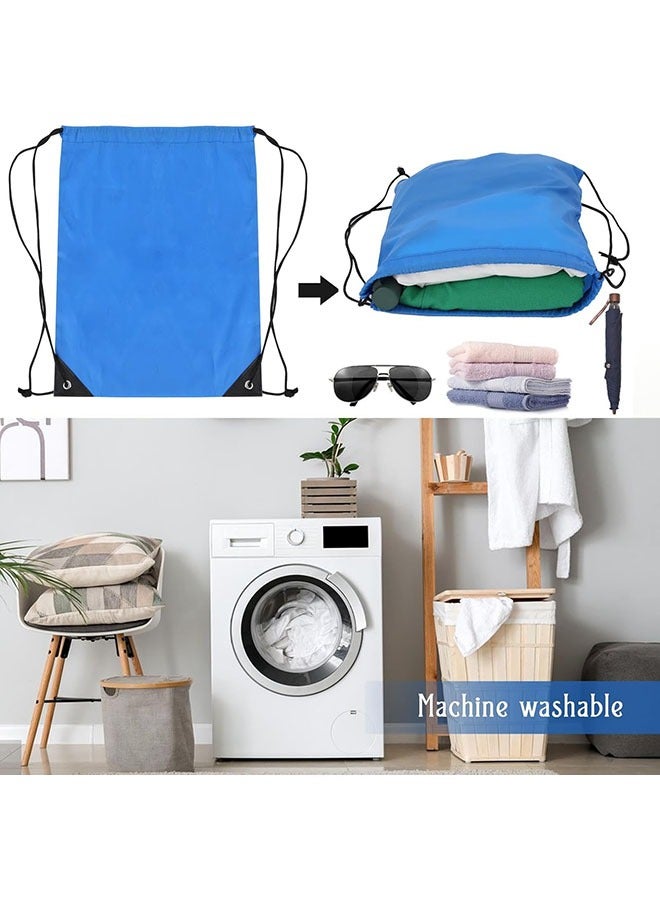 Arabest 2 Pcs Drawstring Backpack Bags,Sports Cinch Sack String Bags Drawstring Gym Bag Draw String Backpack Bulk Swimming String PE Bags,34x42cm,Blue - Image 4