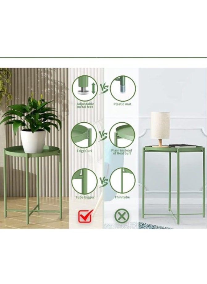 PENG GENERAL Round Metal Tray End Table Green 53x44x44cm  - Image 5