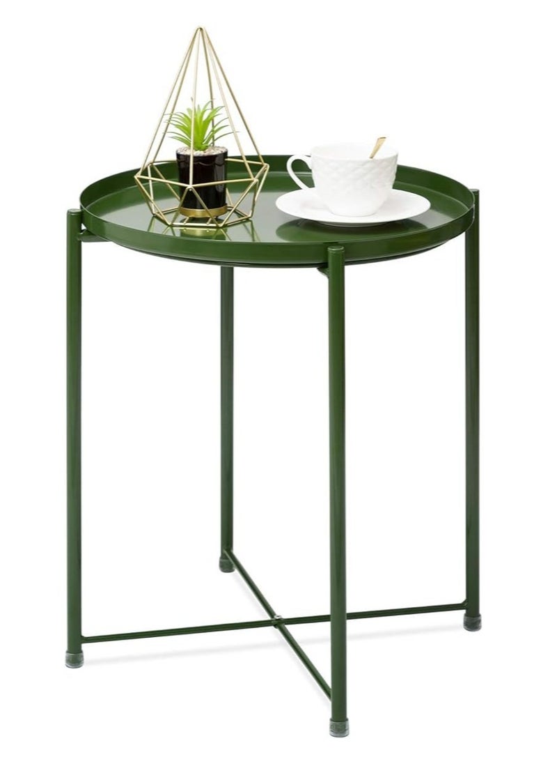 PENG GENERAL Round Metal Tray End Table Green 53x44x44cm  - Image 1