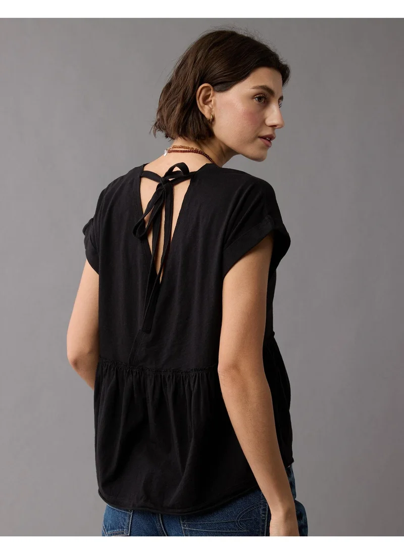 American Eagle Casual Oversized Tie T-Shirt