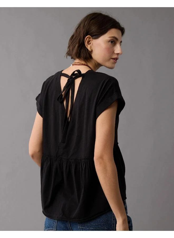 American Eagle Casual Oversized Tie T-Shirt