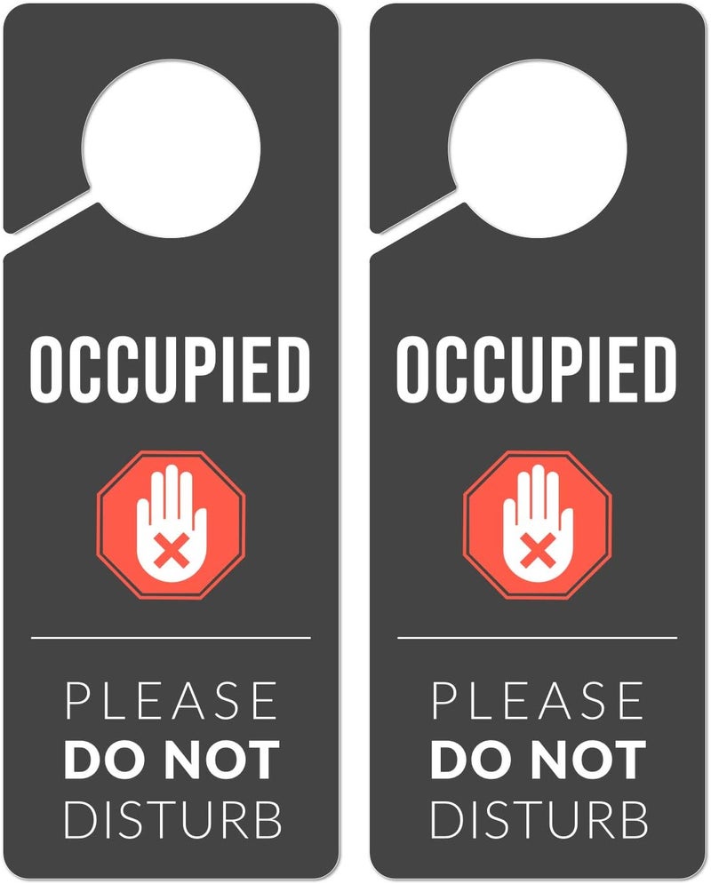 Fun-Plus Occupied Sign for Bathroom Door, 2 Pack (Printed on Both Sides), 9.3″x3.5″ PVC Plastic - Image 1