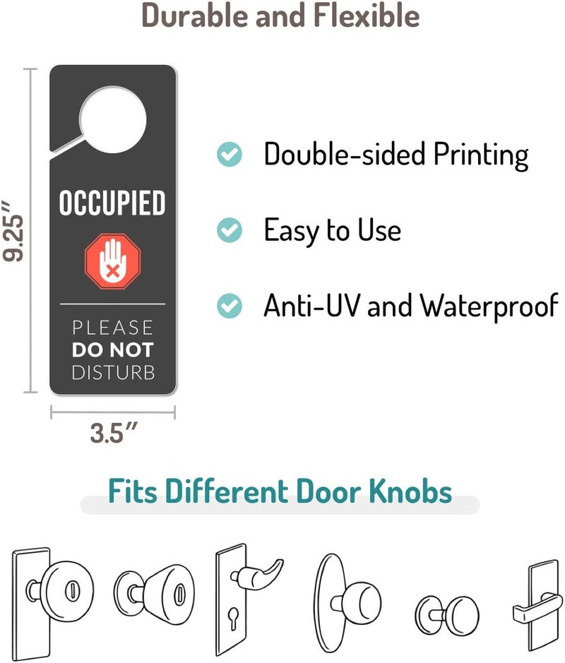 Fun-Plus Occupied Sign for Bathroom Door, 2 Pack (Printed on Both Sides), 9.3″x3.5″ PVC Plastic - Image 2