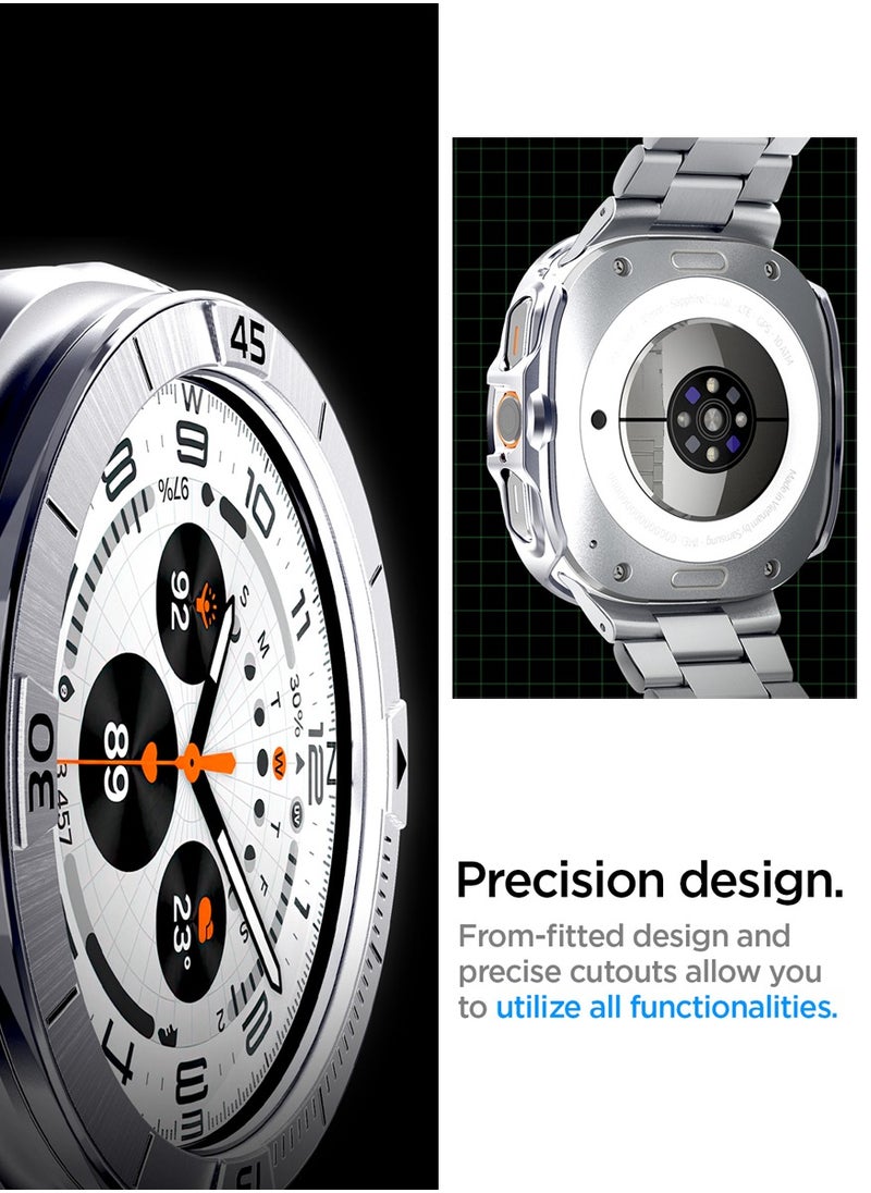 Spigen - Bezel Tune Pro for Samsung Galaxy Watch Ultra 47mm Bezel Ring Cover Protector with Case (2024) - Silver - Image 1
