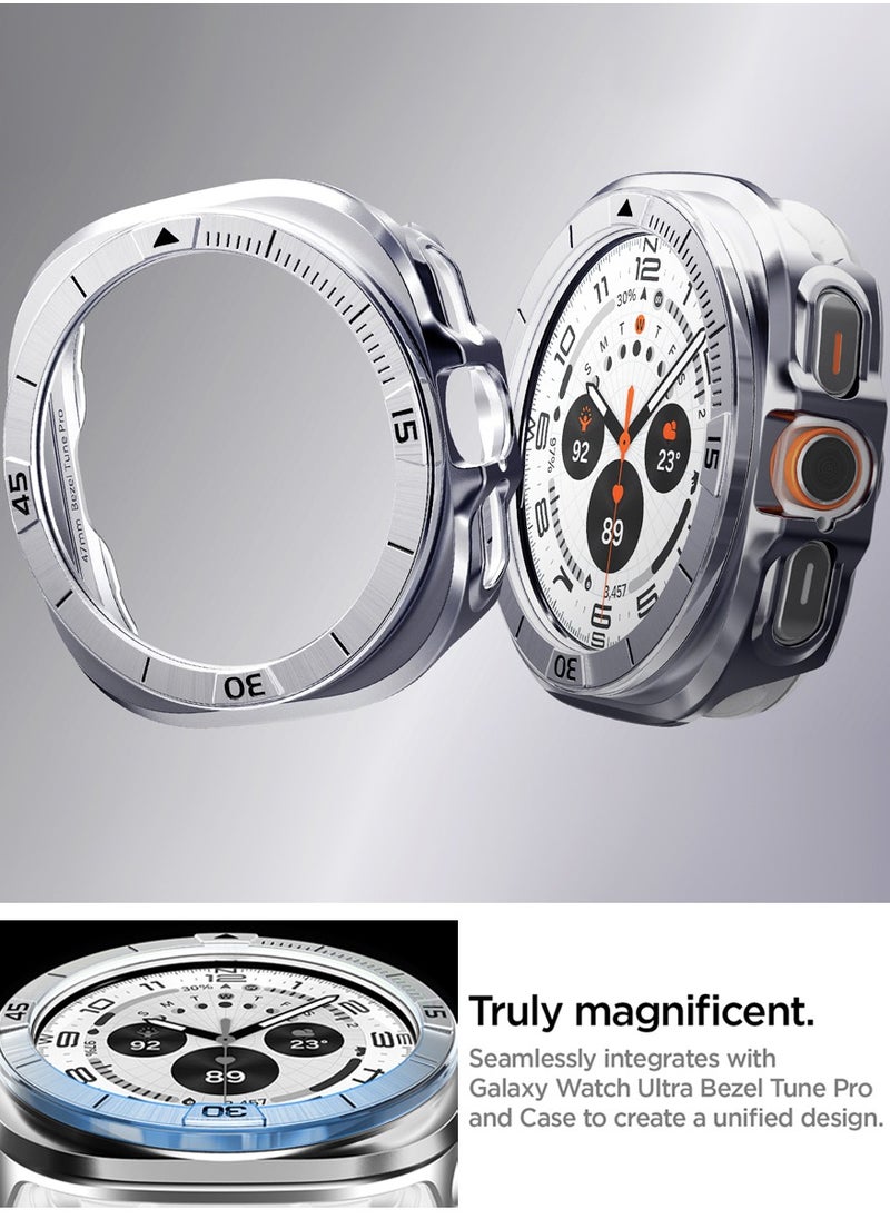 Spigen - Bezel Tune Pro for Samsung Galaxy Watch Ultra 47mm Bezel Ring Cover Protector with Case (2024) - Silver - Image 1