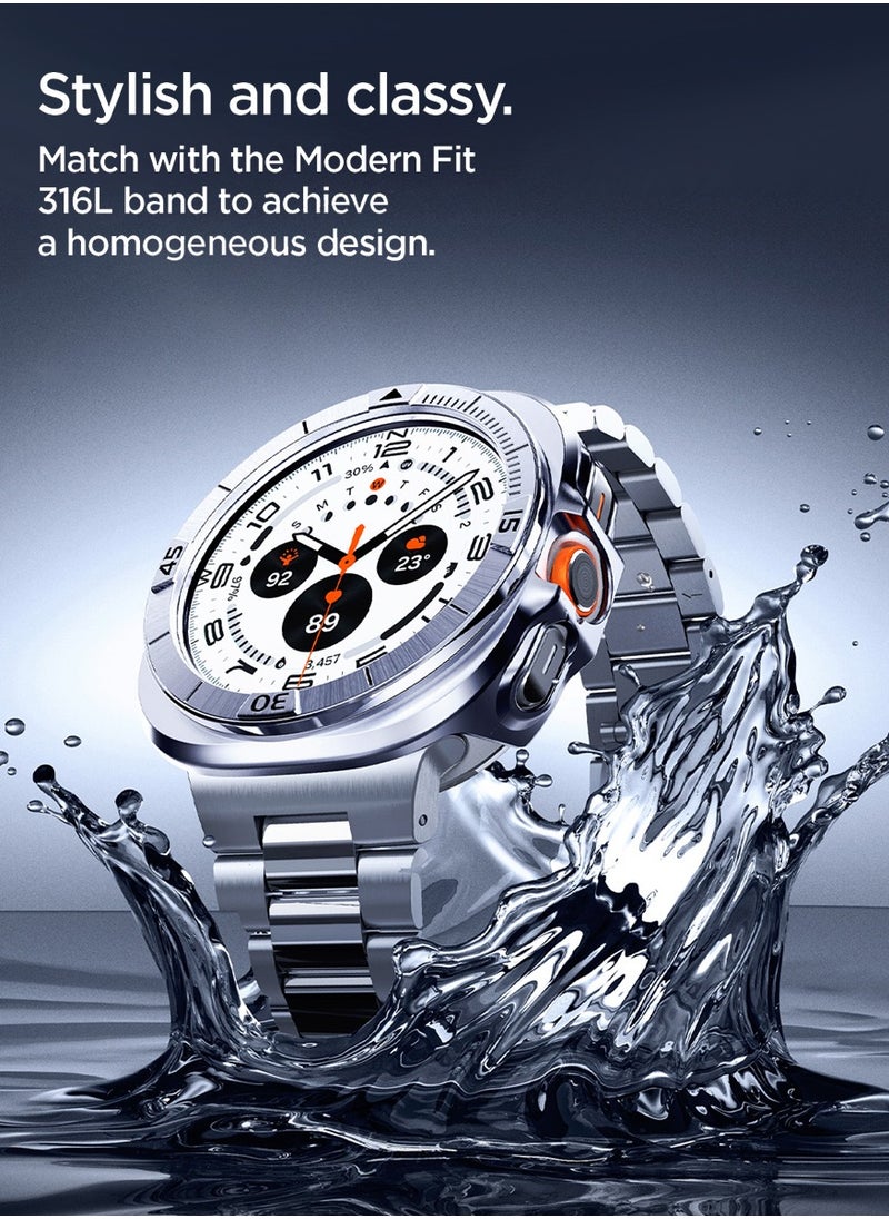 Spigen - Bezel Tune Pro for Samsung Galaxy Watch Ultra 47mm Bezel Ring Cover Protector with Case (2024) - Silver - Image 1