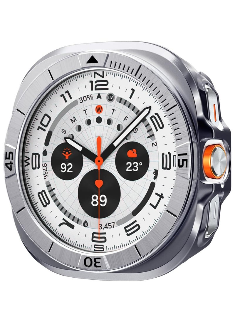 Spigen - Bezel Tune Pro for Samsung Galaxy Watch Ultra 47mm Bezel Ring Cover Protector with Case (2024) - Silver - Image 1