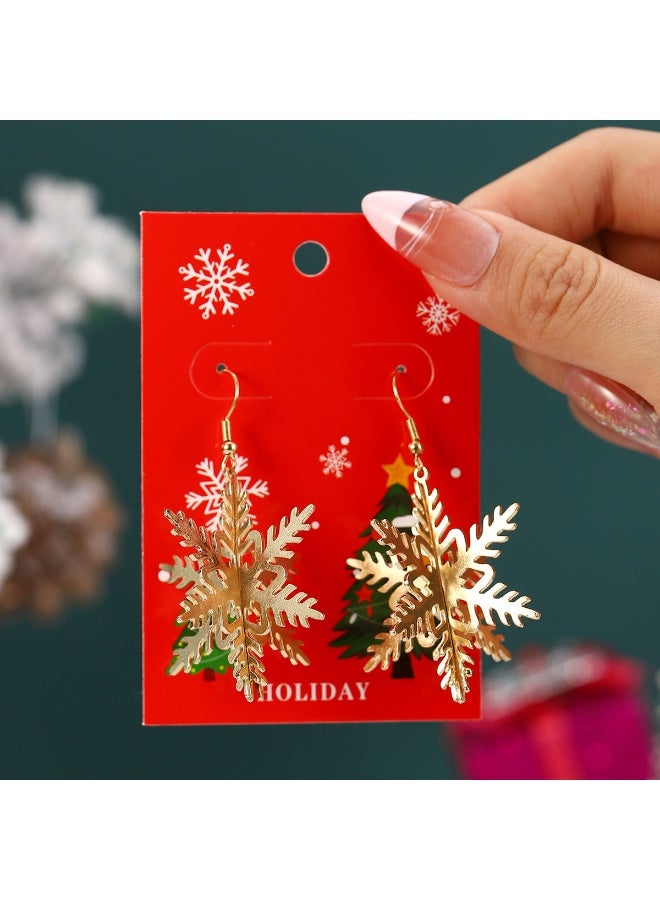 FOLAI 1 Pair Gold Snowflake Drop Earrings - Image 2