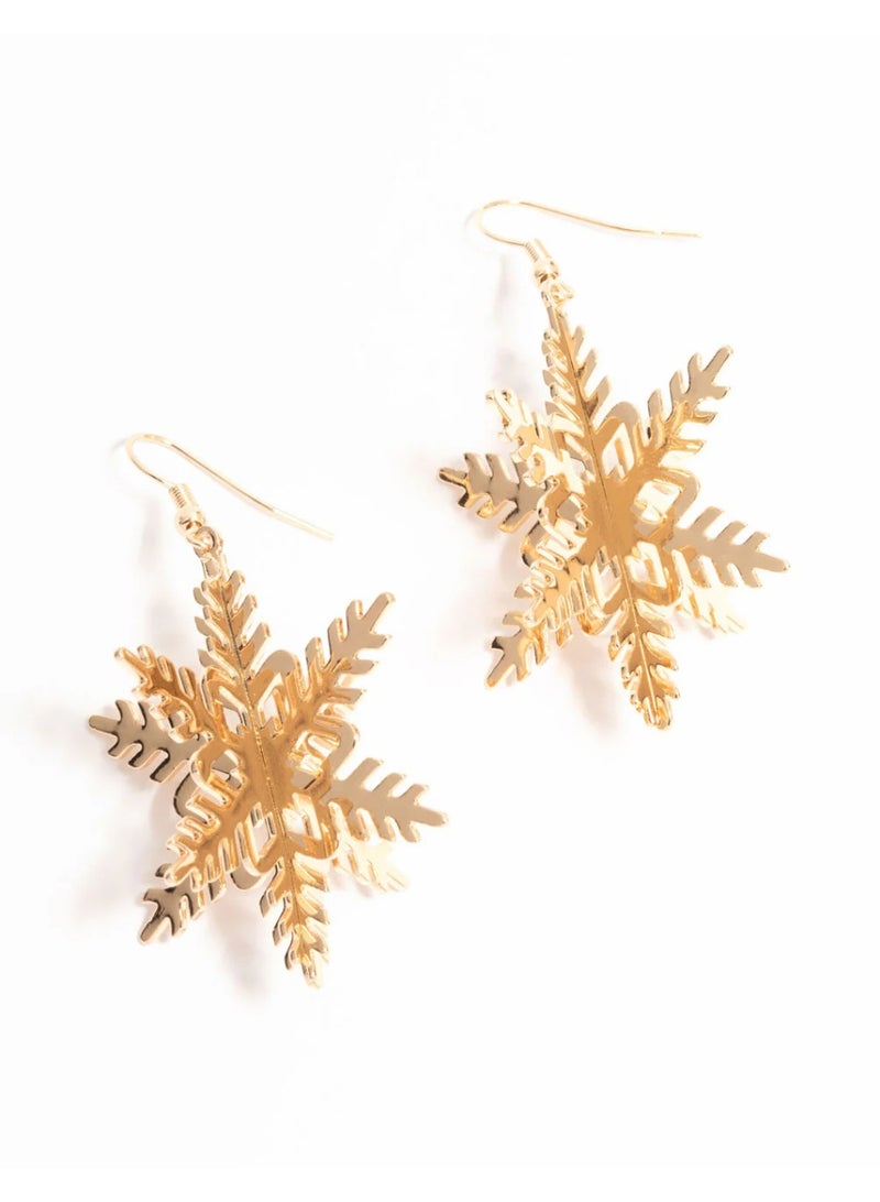 FOLAI 1 Pair Gold Snowflake Drop Earrings - Image 1