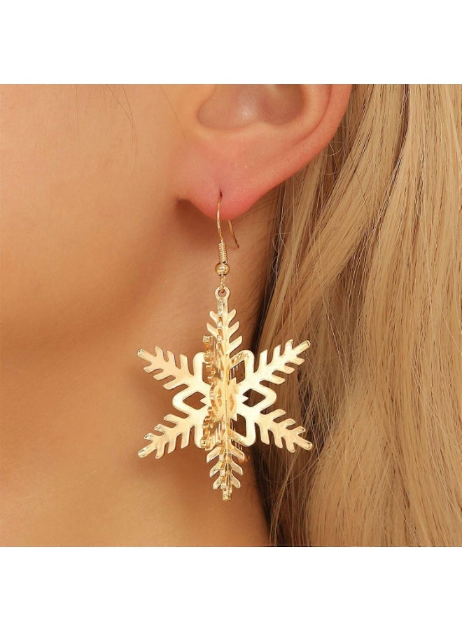 FOLAI 1 Pair Gold Snowflake Drop Earrings - Image 3