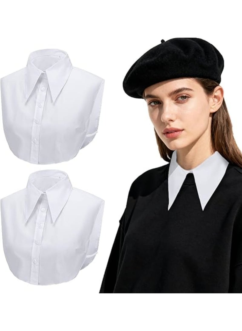 SYOSI Detachable Fake Collar for Women, Elegant Half Shirt Blouse Top for Layering, Adjustable Versatile False Collar for Business Office Casual Outfits, One Size, 2 Pack White - Image 1