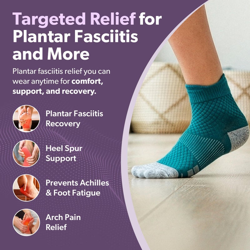 BraceAbility Plantar Fasciitis Socks - Ankle Compression Socks for Foot Pain Relief, Heel Spurs, Achilles Tendonitis, Full-Toe Arch Support Sleeve Socks for Women and Men (1 Pair - M) - Image 5