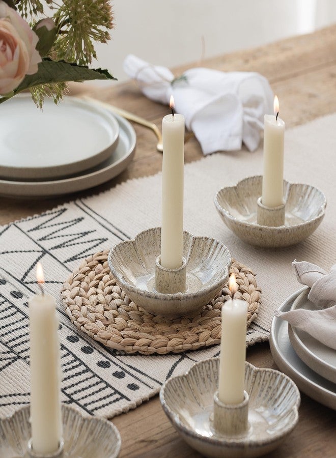 BEUNAIZER Ceramic Candle Holder, Candlestick Holder for Candles,Incense, Santo Palo, Rustic Vintage Home Decor for Halloween Christmas Weddings, Dining Room Table & Living Room Display (Camel) - Image 2