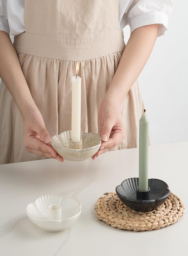 BEUNAIZER Ceramic Candle Holder, Candlestick Holder for Candles,Incense, Santo Palo, Rustic Vintage Home Decor for Halloween Christmas Weddings, Dining Room Table & Living Room Display (Camel) - Image 3