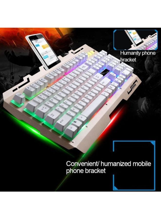 طقم مكون من لوحة مفاتيح سلكية للألعاب بإضاءة خلفية متعددة الألوان RGB مع منفذ USB موديل G700 مع ماوس - Image 3