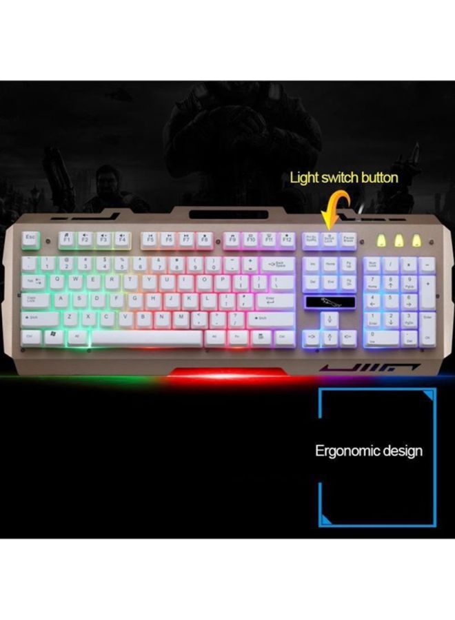 طقم مكون من لوحة مفاتيح سلكية للألعاب بإضاءة خلفية متعددة الألوان RGB مع منفذ USB موديل G700 مع ماوس - Image 2