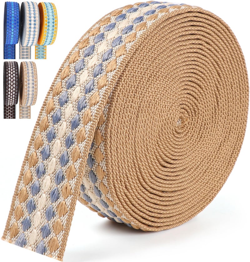 PECMER Webbing 1.5 Inch Khaki -6 Yards Webbing Strap Fabric-1 1/2 inch Strapping for Sewing Bags-Cotton Webbing 1.5 inch for Bag Handles Purse Strap - Image 1