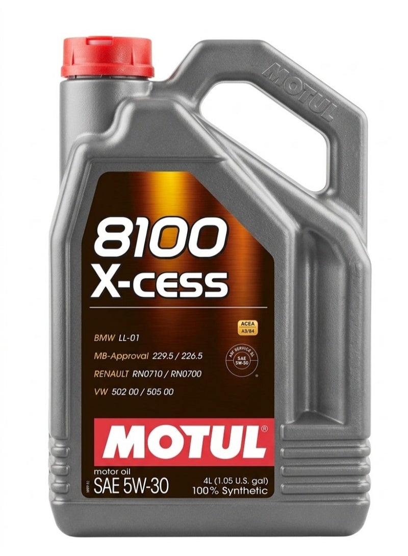 Motul 8100 X-CESS SAE 5W30 100% Synthetic Motor Oil, 4 Litres - Image 1