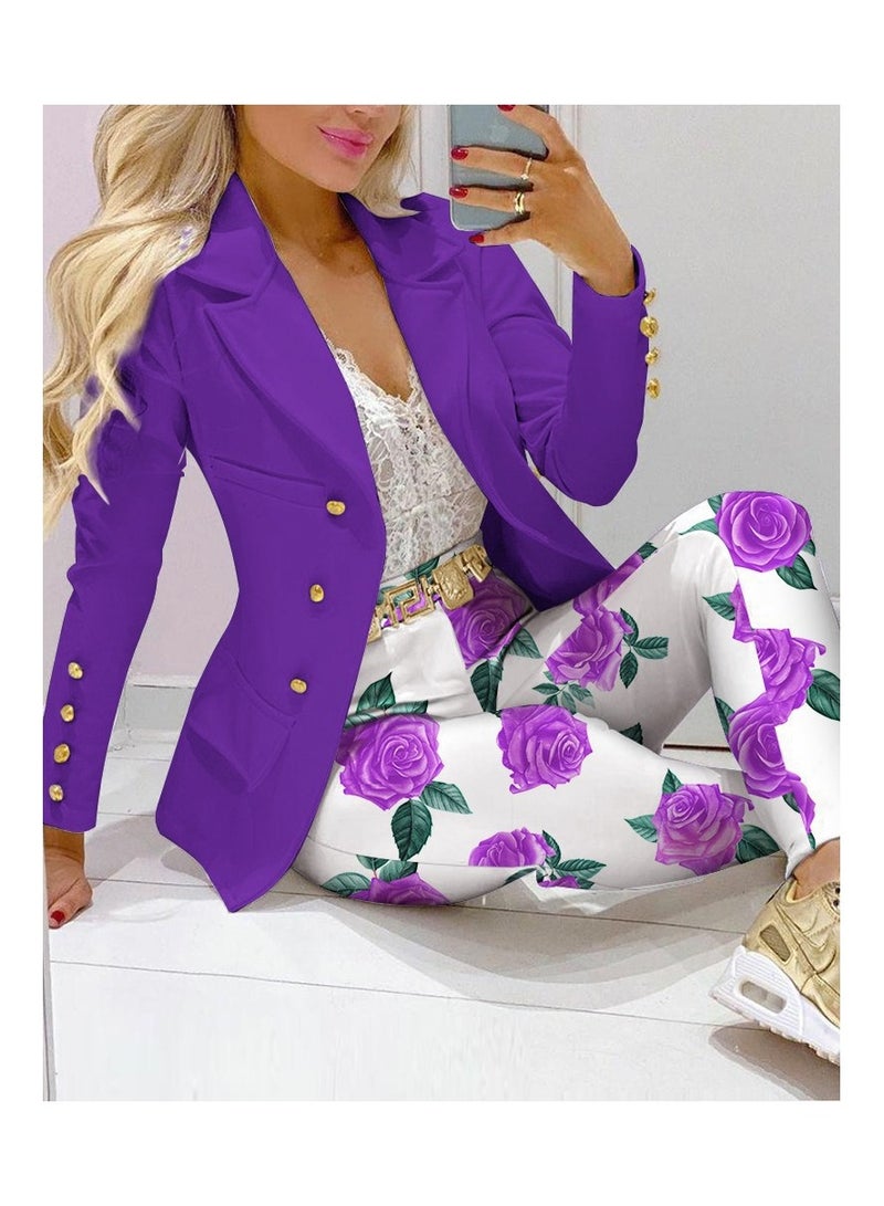 Shougu Fashionable Printed Long Sleeved Casual Suit And Pants Set  - Image 1