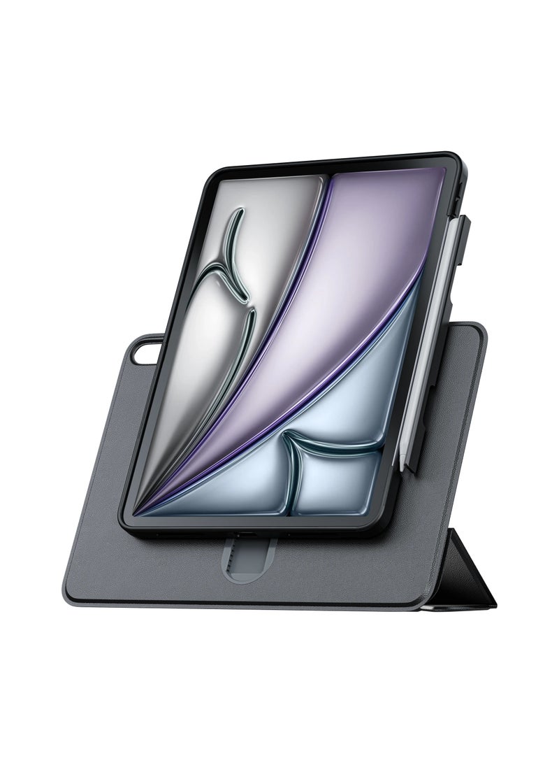 LEVELO iPad Air 13 Inch Converge Detachable Case / Pen Slot Included / Linear Rail Design / Detachable iPad Case / 360° Elevated Slide / Shockproof / TPU+PC Material - Black - Image 4