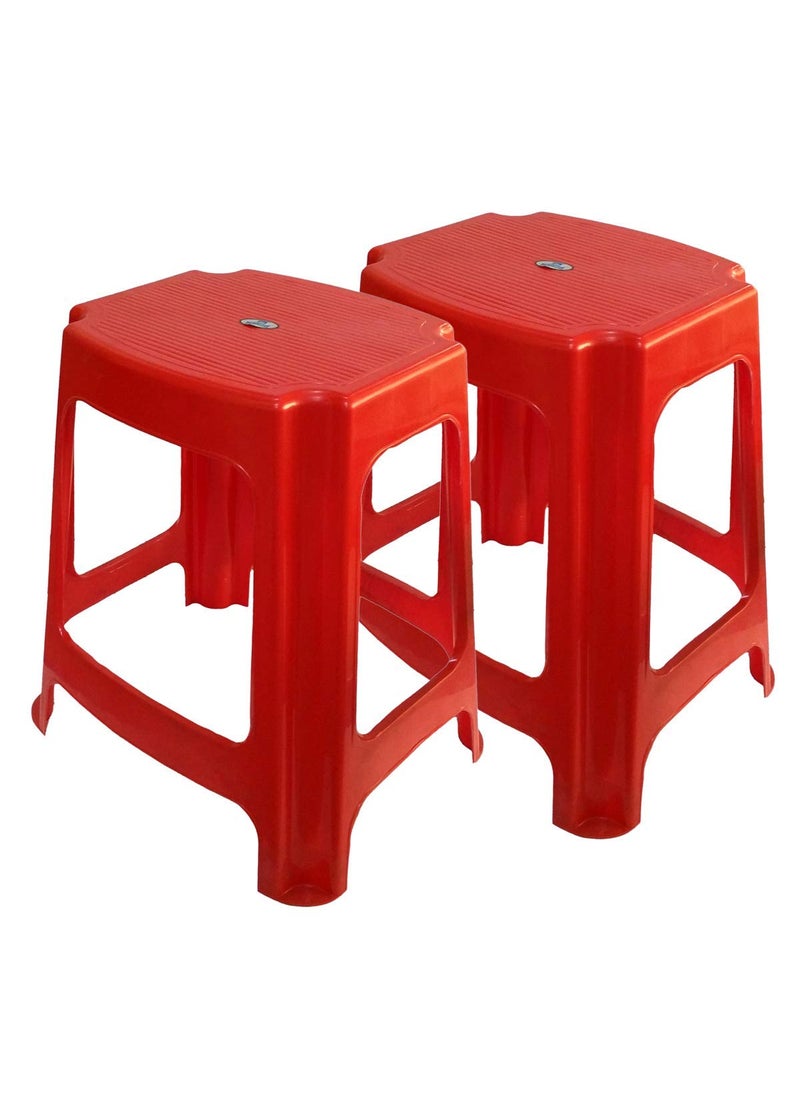 NILKAMAL Nilkamal Hevea Plastic Stool (Bright Red) Home and Office -Set of 2  - Image 1