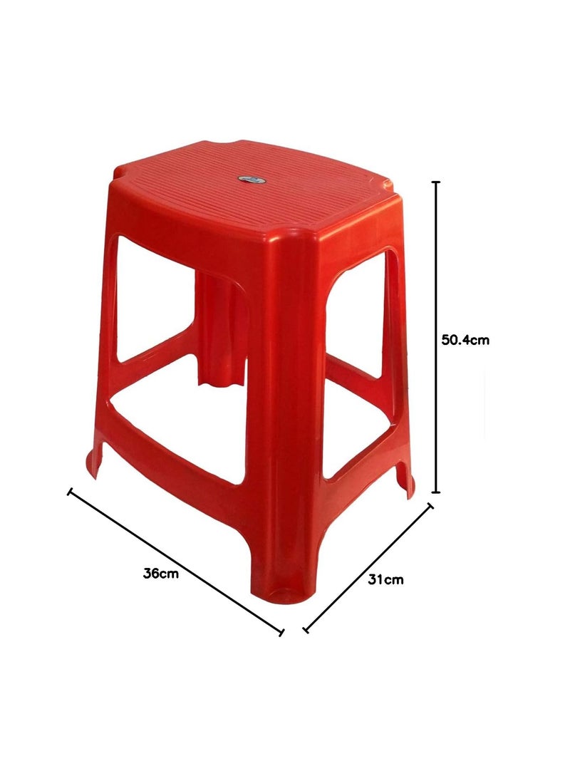 NILKAMAL Nilkamal Hevea Plastic Stool (Bright Red) Home and Office -Set of 2  - Image 2