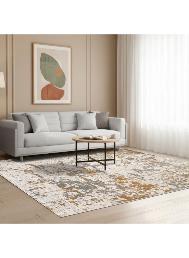 DANUBE HOME Amber Modern Distressed Rug | Washable Modern Rugs Style | Polypropylene + Polyester Area Rug Floor Covering | Indoor Carpet For Living Room Dining Bedroom 200X300cm-Multi Color - Image 2