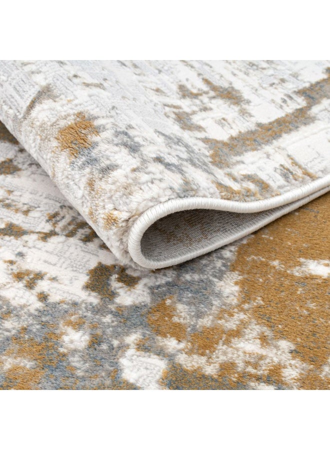 DANUBE HOME Amber Modern Distressed Rug | Washable Modern Rugs Style | Polypropylene + Polyester Area Rug Floor Covering | Indoor Carpet For Living Room Dining Bedroom 200X300cm-Multi Color - Image 3