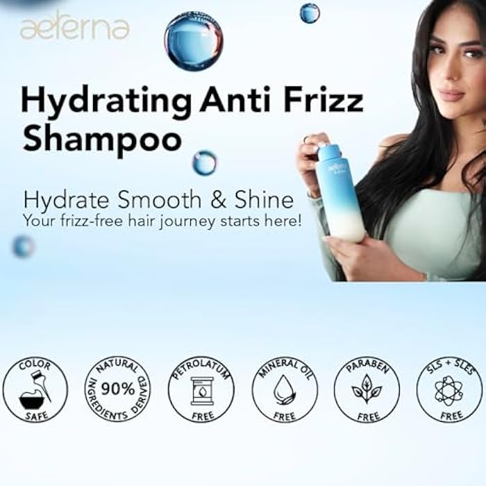 AETERNAL Aeterna AQUA Hydrating Anti-Frizz Shampoo – Color-Safe, Sulfate-Free – With Aloe Vera, Almond & Linseed Oil for Smooth, Strong & Healthy Hair – 250ml - Image 4