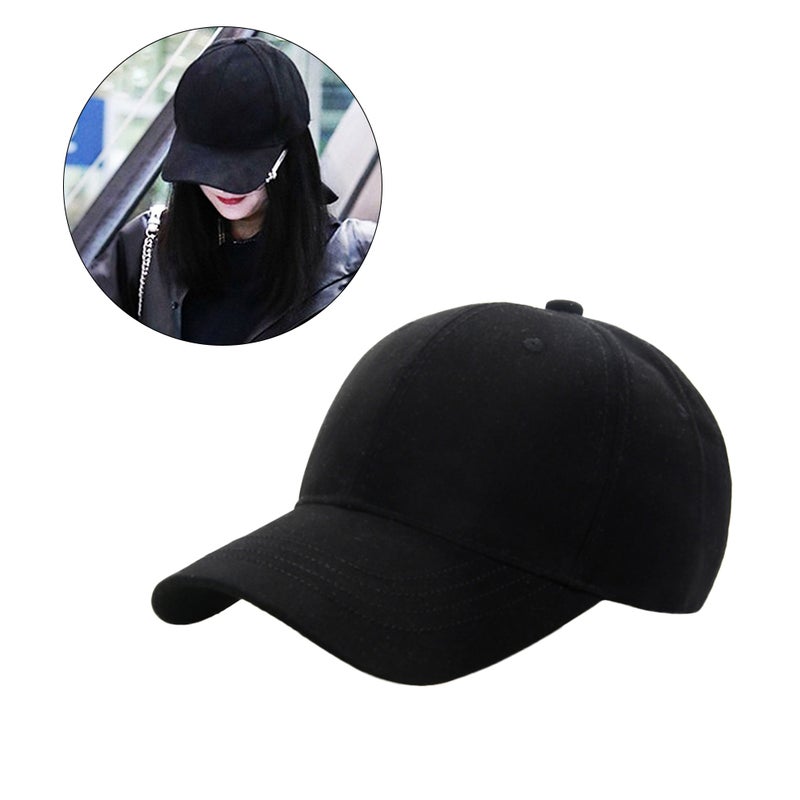👕 قبعات بيسبول نسائية ورجالية بلون أسود ساده - Image 5