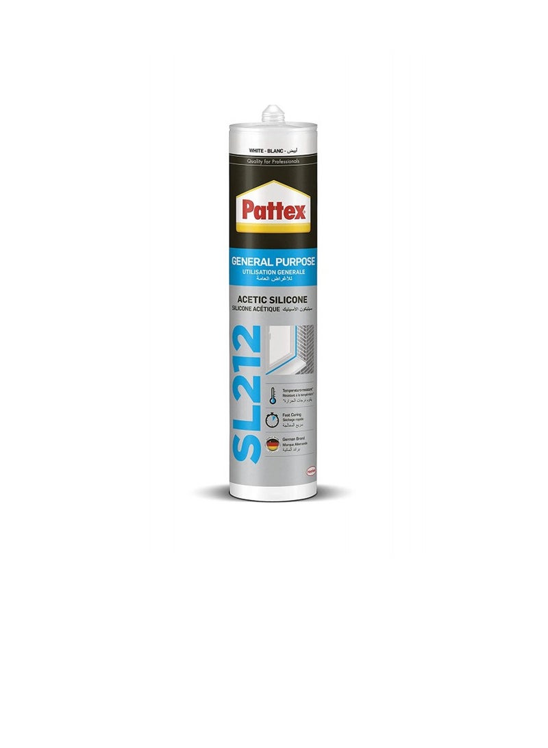 Pattex General Purpose SL212 Acetic Silicone (White) - 280ml - Image 1