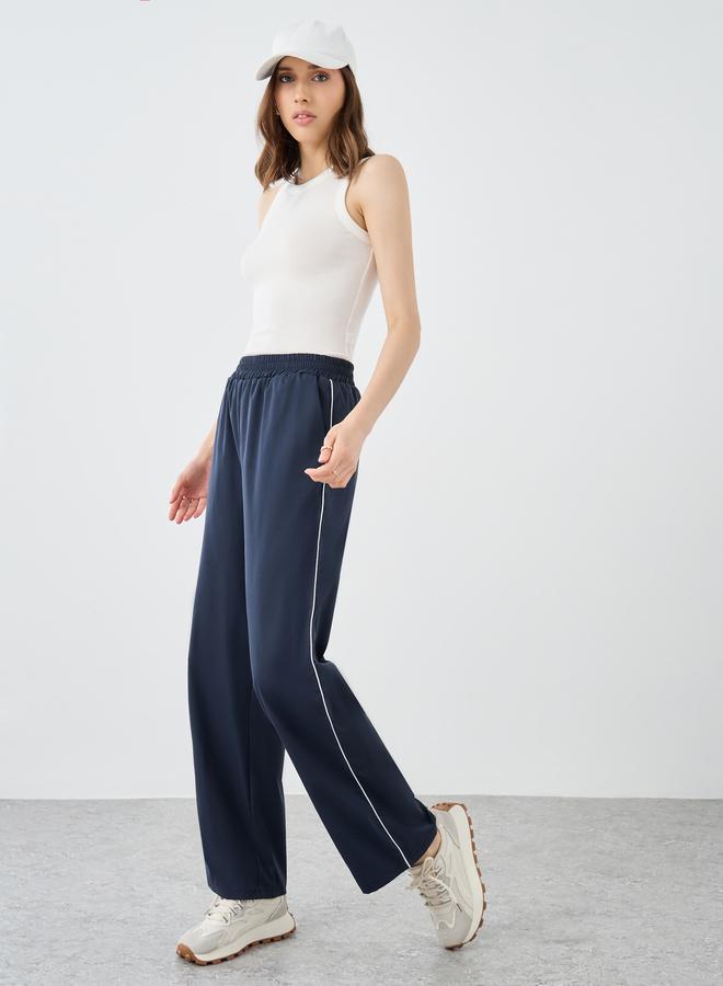 Take Two Side Piping Detail Pants with Elastic Waistband - Image 1
