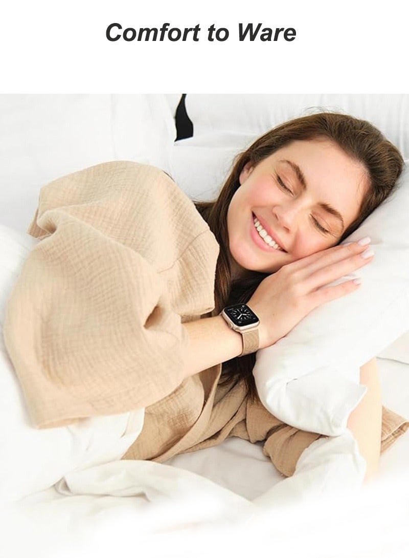 Magnetic Mesh Stainless Steel Band, Compatible with Apple Watch,38mm/40mm/41mm/42mm(Series 10，Series 11)  Adjustable Replacement Men & Women iWatch Strap, Compatible with Series 10 9 8 7 6 5 4 3,SE,Champagne Gold - Image 5