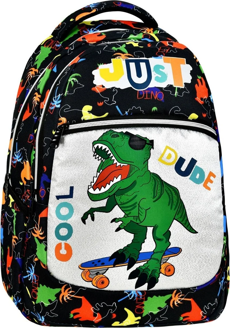 Çanta Trend Bag Trend 3-Piece School Set, Green Dinosaur Patterned Primary School Bag + Lunch Box + Pencil Case