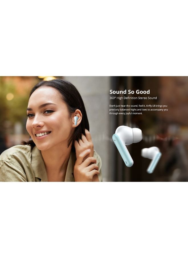 RIVERSONG Airfly L8 Environmental Noise Cancellation Earbuds, 30Hrs Playtime, SweatProof, White Color  - Image 4