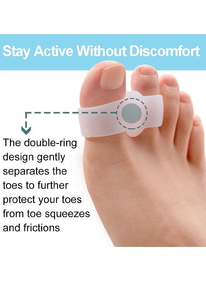 4 قطع من مصحح إبهام القدم، فواصل أصابع القدم بحلقتين، أصابع متداخلة، يقلل من آلام القدم، مساحة إصبع القدم الكبير مناسبة لإبهام القدم المتضخم وأصابع القدم المتداخلة - Image 3