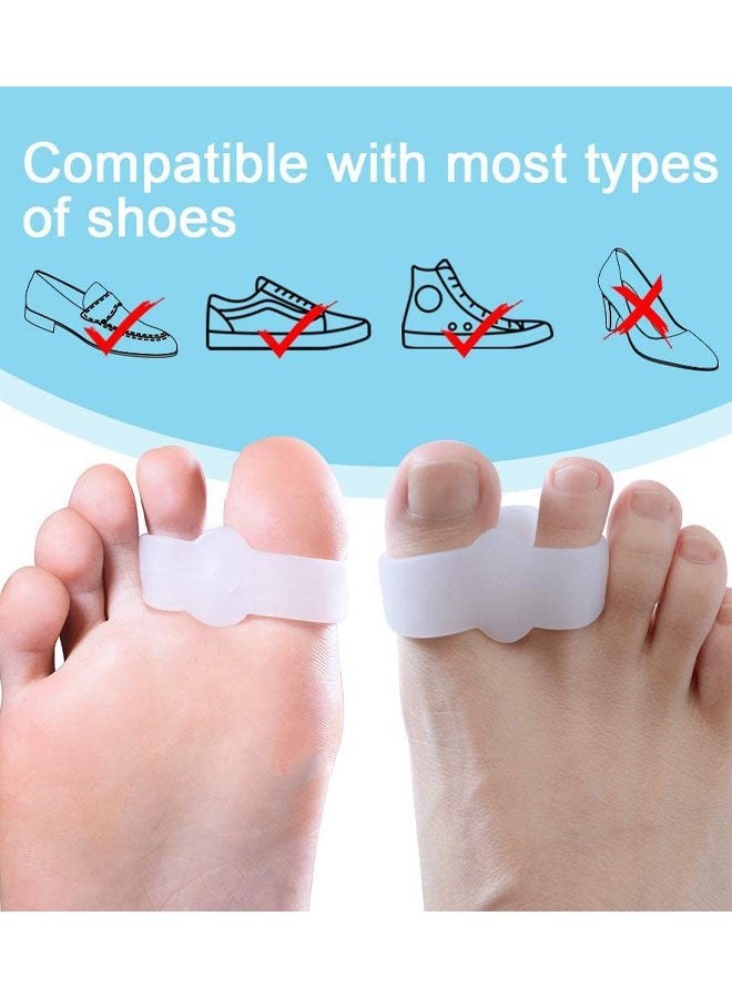 4 قطع من مصحح إبهام القدم، فواصل أصابع القدم بحلقتين، أصابع متداخلة، يقلل من آلام القدم، مساحة إصبع القدم الكبير مناسبة لإبهام القدم المتضخم وأصابع القدم المتداخلة - Image 5